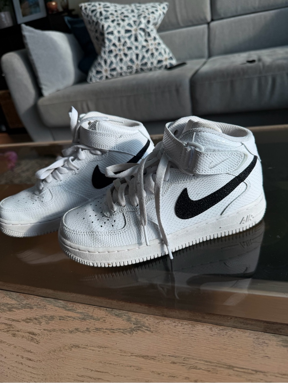 Nike Air Force 1 Mid Snakeskin White Black (Women's)